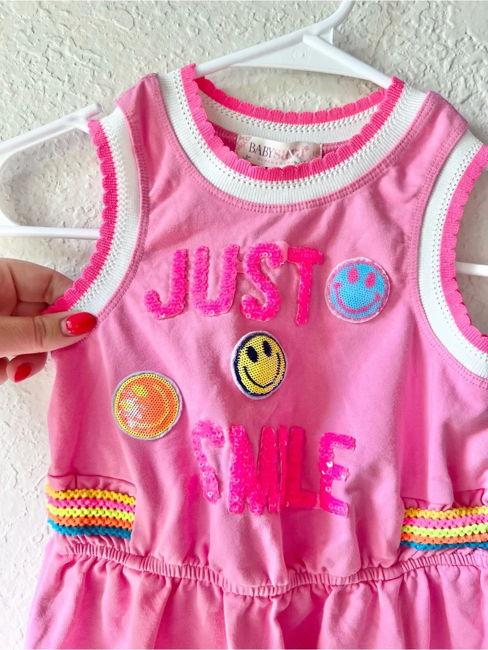 Hannah Banana Baby Sara Just Smile Sequin Emoji Face Dress Sz 5 NWOT